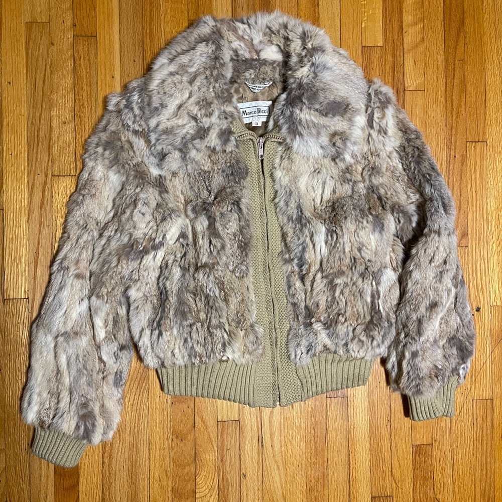 Marco Pecci Faux Fur Jacket in Beige and Cream